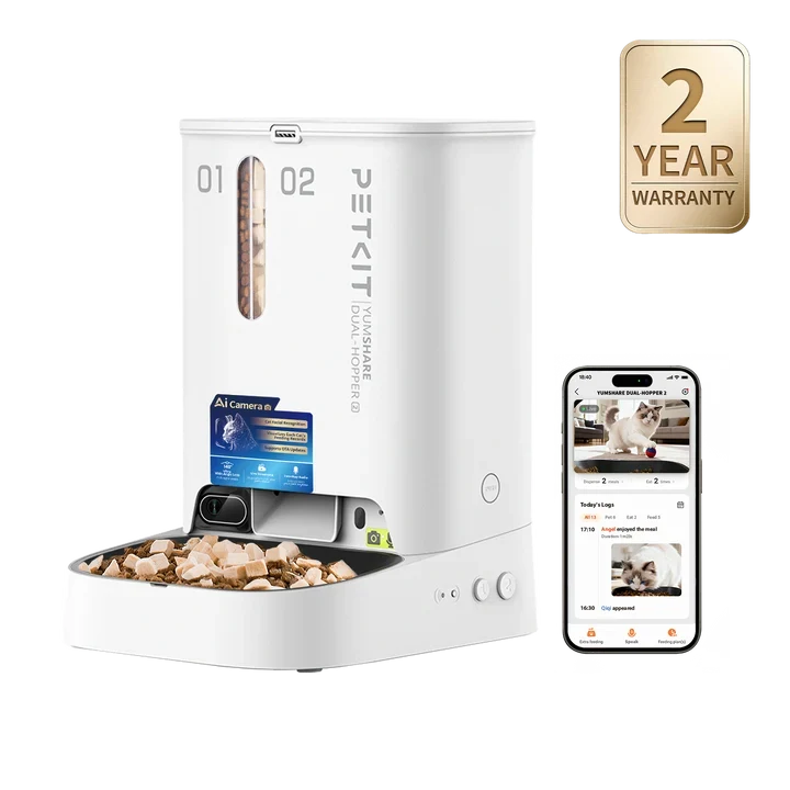 Comedero automático YumShare Dual-hopper 2 con cámara y doble depósito
